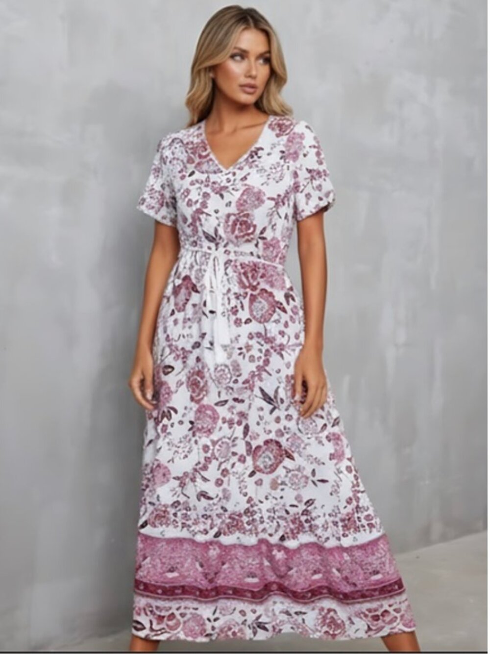 Floral Print Ruffle Hem Dress